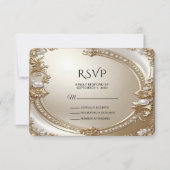 Golden Ornate Frame with Pearls RSVP Card Kaartje (Voorkant)