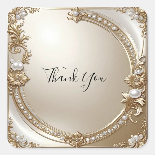 Golden Ornate Frame with Pearls Sticker (Voorkant)