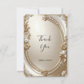 Golden Ornate Frame with Pearls Thank You Card Bedankkaart (Voorkant)