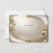 Golden Ornate Frame with Pearls Thank You Card Bedankkaart (Achterkant)