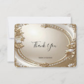 Golden Ornate Frame with Pearls Thank You Card Bedankkaart (Voorkant)