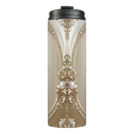 Golden Ornate Frame with Pearls Thermal Tumbler Thermosbeker