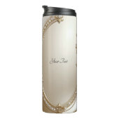 Golden Ornate Frame with Pearls Thermal Tumbler Thermosbeker (Geroteerd rechts)