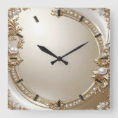 Golden Ornate Frame with Pearls Wall Clock Vierkante Klok (Voorkant)
