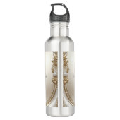 Golden Ornate Frame with Pearls Water Bottle Waterfles (Achterkant)