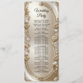Golden Ornate Frame with Pearls Wedding Program Programmakaart (Achterkant)