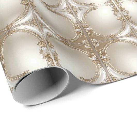 Golden Ornate Frame with Pearls Wrapping Paper Cadeaupapier (Rol Hoek)