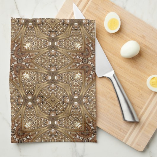 Golden Ornate Kitchen Towel Theedoek (Quarter Fold)