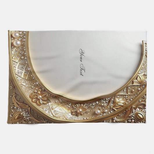 Golden Ornate Kitchen Towel Theedoek (Horizontaal)