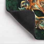 Golden Ornate Mask on Forest Green Background Muismat (Hoek)