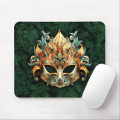 Golden Ornate Mask on Forest Green Background Muismat (Met muis)