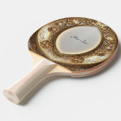 Golden Ornate Ping Pong Paddle Tafeltennisbatje (Voorkant Gekanteld)