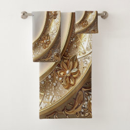 Golden Ornate Towel Set Bad Handdoek