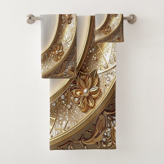 Golden Ornate Towel Set Bad Handdoek (Insitu)