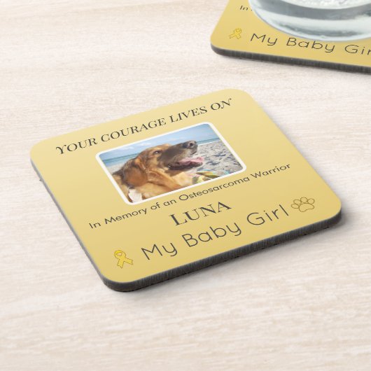 Golden Osteosarcoma Pet Memory Tribute Bier Onderzetter (Linkerzijde)