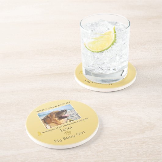 Golden Osteosarcoma Round Pet Tribute Zandsteen Onderzetter (Zijkant)