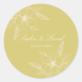 Golden Outline Floral Bruiloft Sticker (Voorkant)
