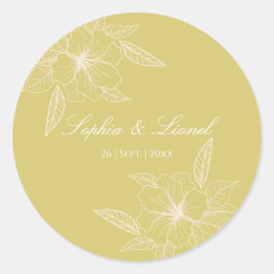 Golden Outline Floral Bruiloft Sticker