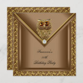 Golden Owl Afbeelding Elite Elegant Birthday Party Kaart (Voorkant / Achterkant)