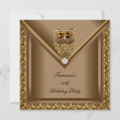 Golden Owl Afbeelding Elite Elegant Birthday Party Kaart (Voorkant)