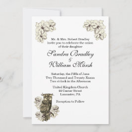 Golden Owl Cream Flowers Kaart