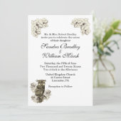 Golden Owl Cream Flowers Kaart (Staand voorkant)