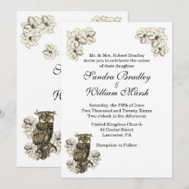 Golden Owl Cream Flowers Kaart