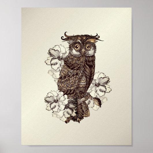 Golden Owl Cream Orchids Poster (Voorkant)