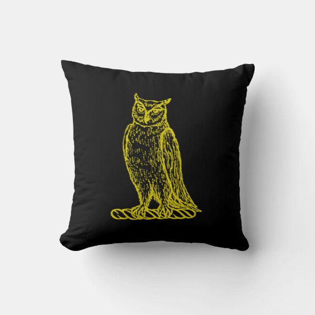 Golden Owl Crest Letterpress Style Kussen (Voorkant)