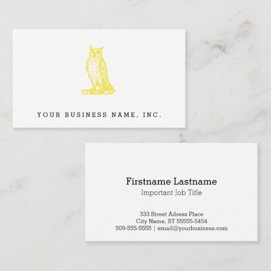 Golden Owl Crest Letterpress Style Visitekaartje (Voorkant / Achterkant)