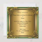 Golden Owl Elite Elegant Birthday Party Green Kaart (Achterkant)