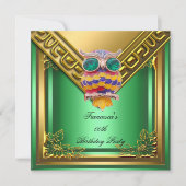 Golden Owl Elite Elegant Birthday Party Green Kaart (Voorkant)