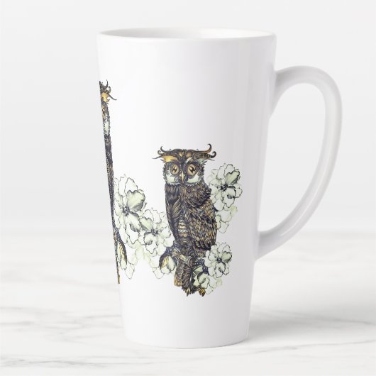 Golden Owl Green Orchids Latte Mok (Rechts)