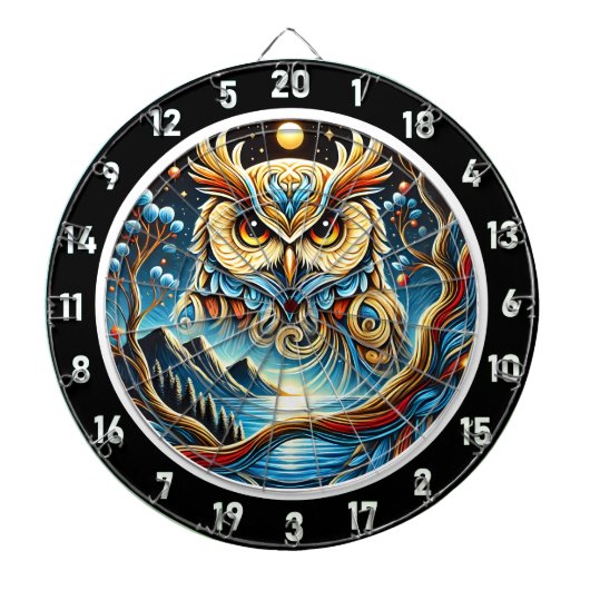 Golden Owl Twilight Dartboard Art Dartbord (Voorkant)