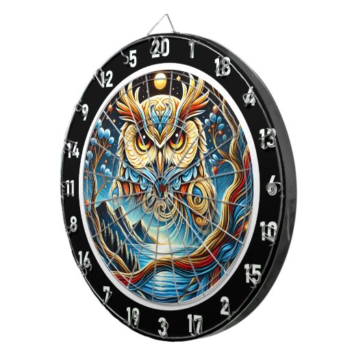 Golden Owl Twilight Dartboard Art Dartbord (Voorkant Rechts)