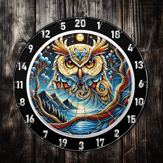 Golden Owl Twilight Dartboard Art Dartbord