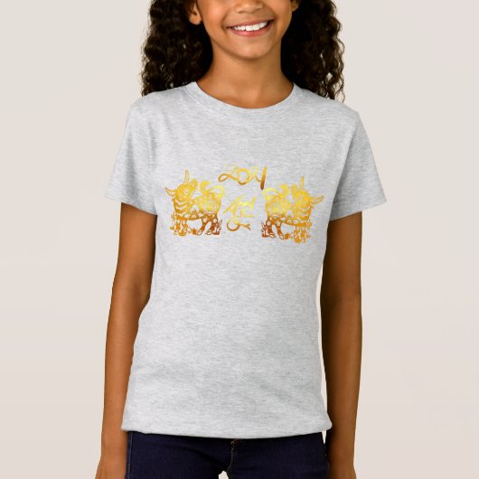 Golden Ox Paper-cut Chinees nieuwjaar 2021 Girl-T- T-shirt (Voorkant)