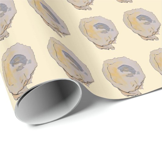 Golden Oyster Waterverf Pattern Cadeaupapier (Rol Hoek)