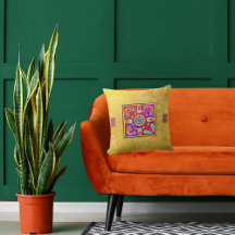 Golden & Paarse Mexicaanse Huichol Boho Folk Art