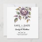 Golden Paarse Roos Designer Bewaar de datum Save The Date (Voorkant)