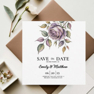 Golden Paarse Roos Designer Bewaar de datum Save The Date