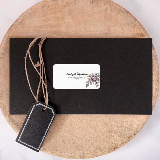 Golden Paarse Roos Designer Retour Adreslabels Etiket