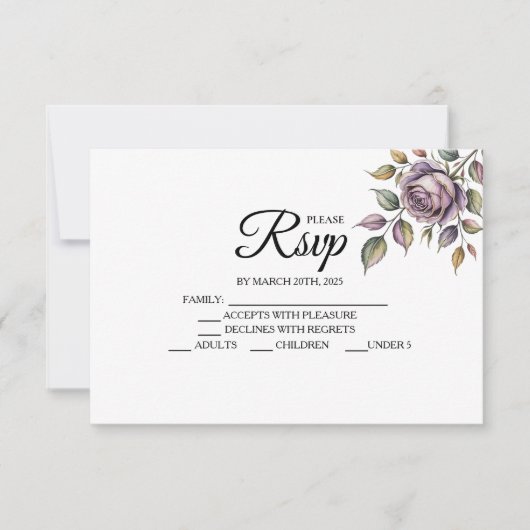 Golden Paarse Roos Designer RSVP-kaarten RSVP Kaartje (Voorkant)