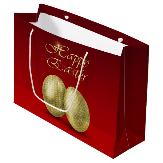 Golden paaseieren - Grote Gift Bag Groot Cadeauzakje (Voorkant Gekanteld)