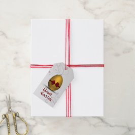 Golden paaseieren met boomgrilpatroon cadeaulabel