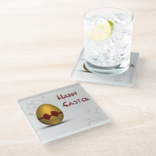 Golden paaseieren met boomgrilpatroon glazen onderzetter