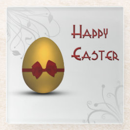 Golden paaseieren met boomgrilpatroon glazen onderzetter