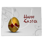 Golden paaseieren met boomgrilpatroon groot cadeauzakje (Voorkant)