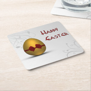 Golden paaseieren met boomgrilpatroon kartonnen onderzetters
