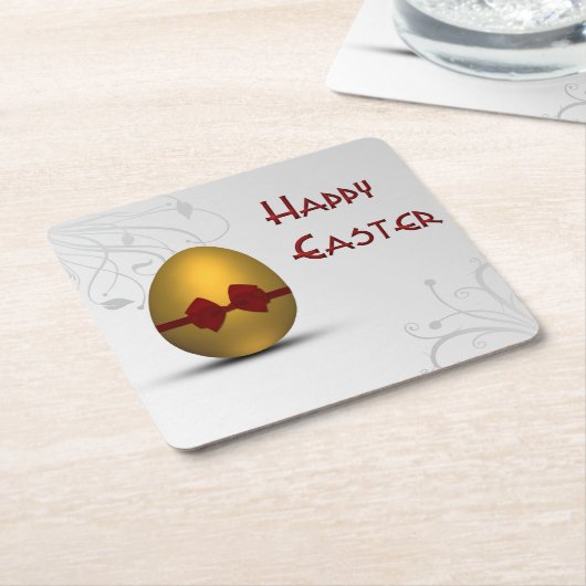 Golden paaseieren met boomgrilpatroon kartonnen onderzetters (Schuin)